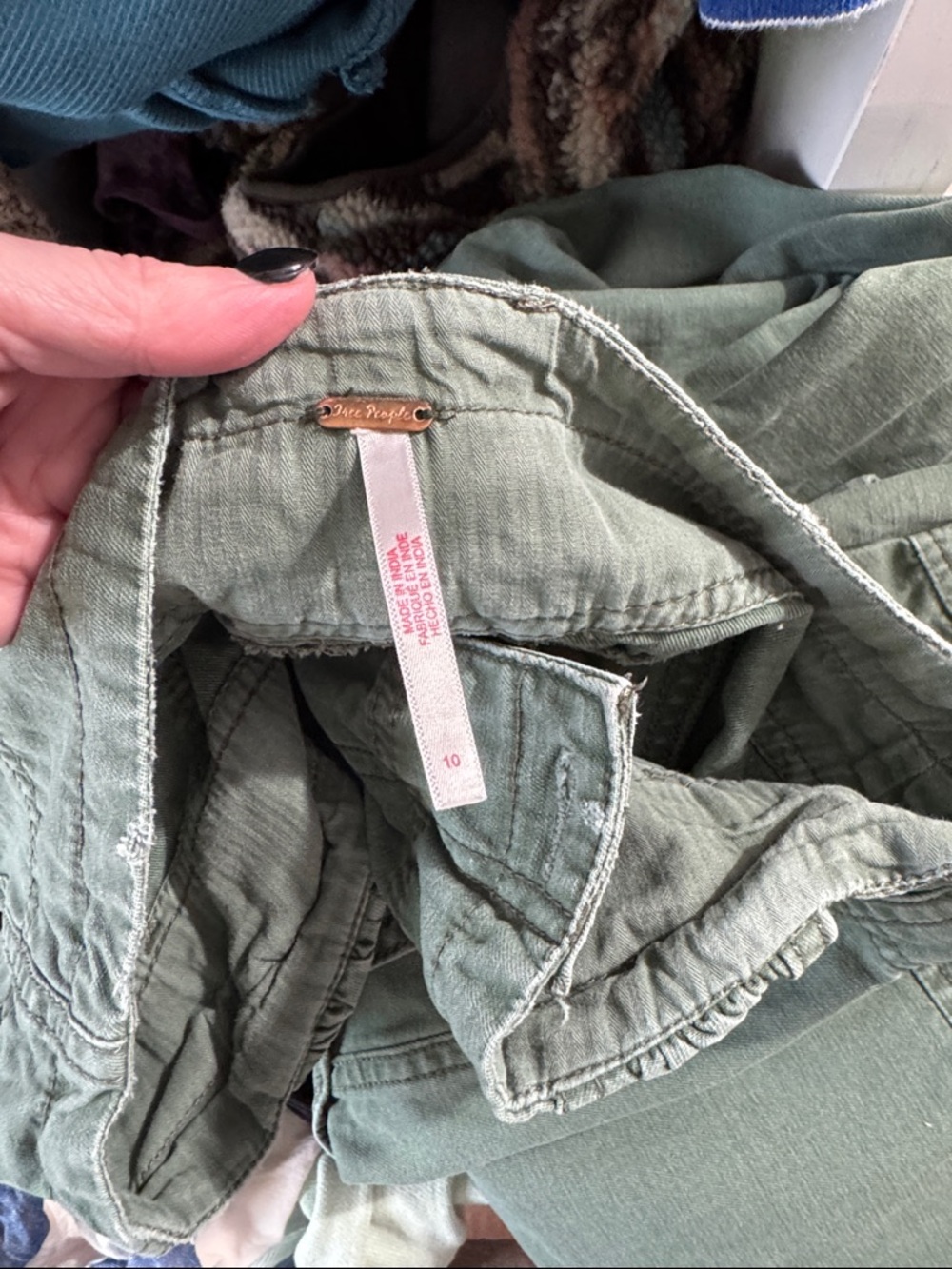 Free People Olive Green Cargo Trousers - Picture 6 of 7